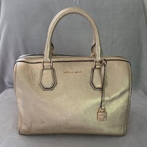 Michael Kors Gold Pebbled Leather Satchel Bag Crossbody